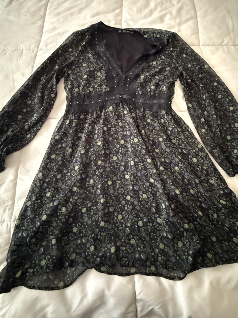ZARA Black Floral Lace Dress | XS